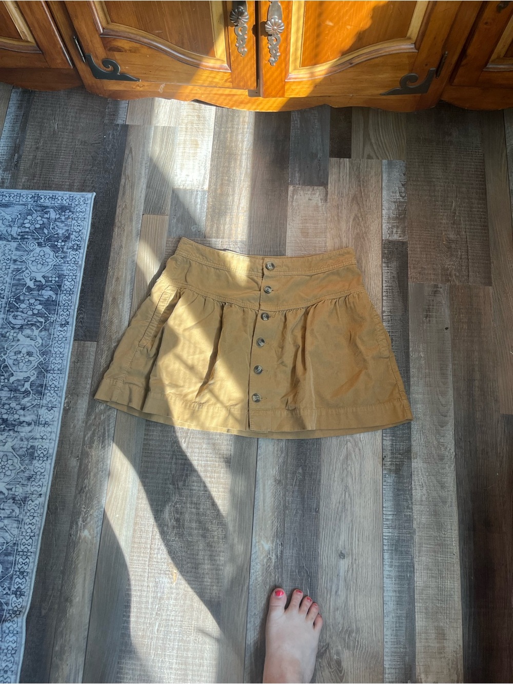American Eagle Outfitters Button-Front Mini Skirt in Carmel Brown